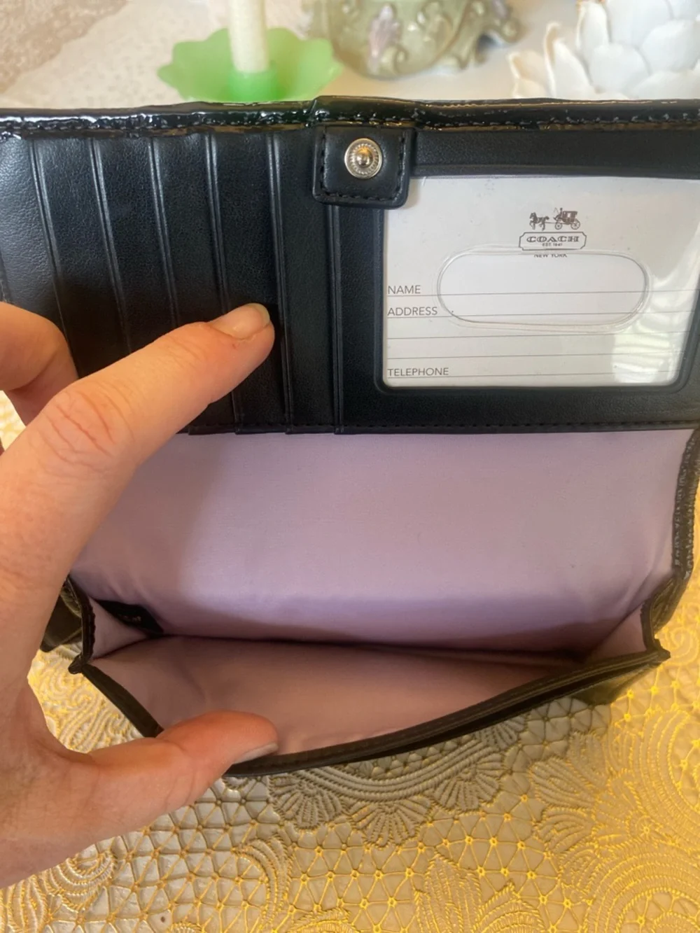 Coach Leopard Print Wristlet Wallet | Signature Canvas & Patent Leather Trim - Picture 9 of 15